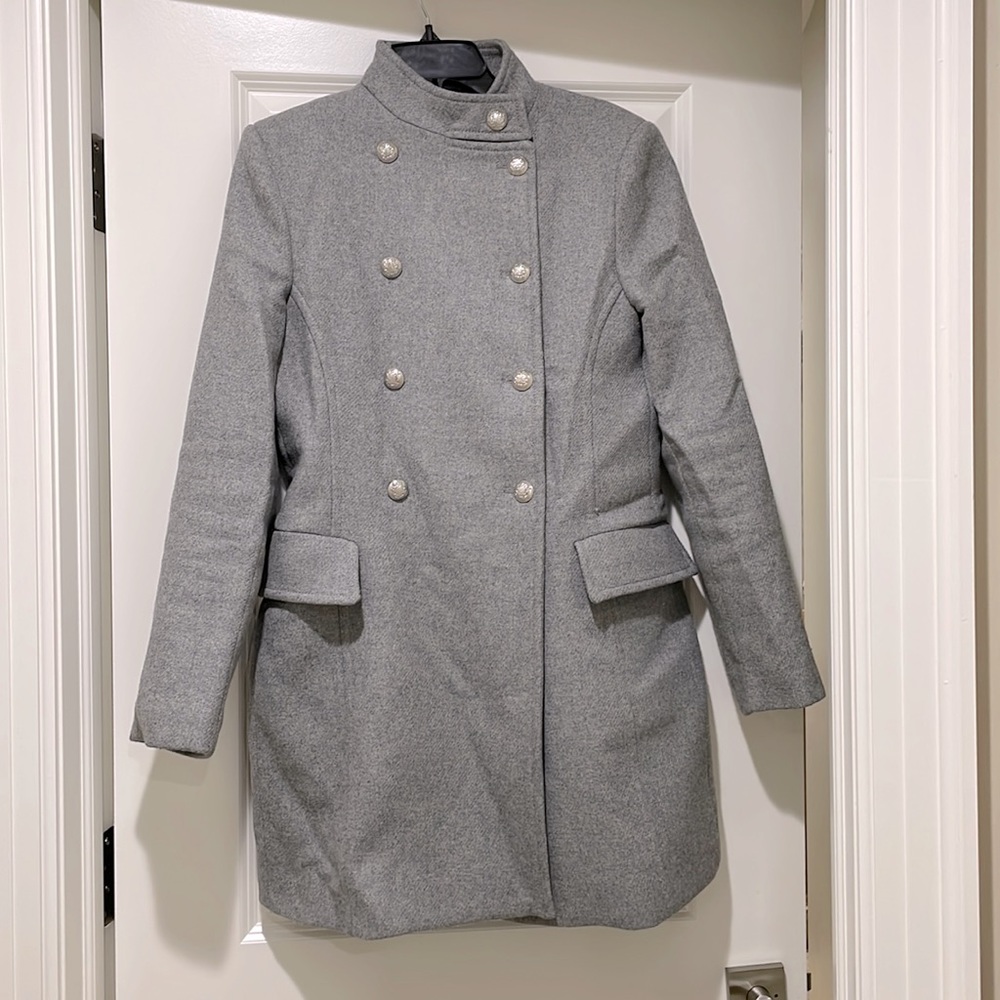 Zara gray military-esque pea coat